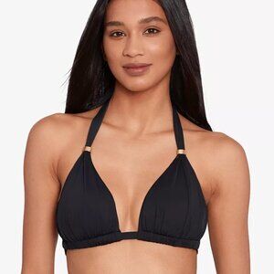 Lauren Ralph Lauren Mold Cup Halter Bikini Bra Top Black Gold 12 Triangle Swim